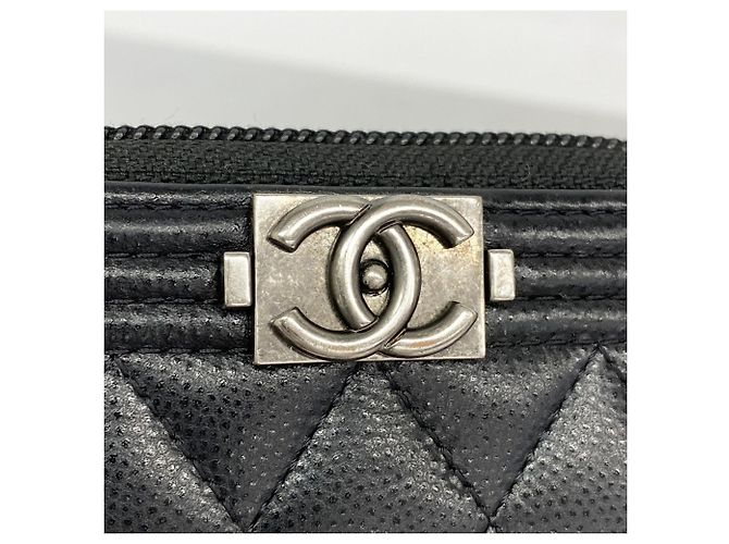 Boy Monedero de piel de ternera granulada negra Chanel Negro - vista 7