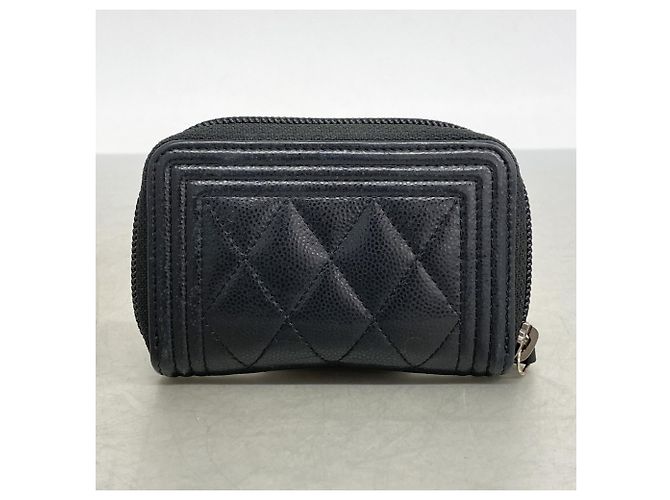 Boy Monedero de piel de ternera granulada negra Chanel Negro - vista 9