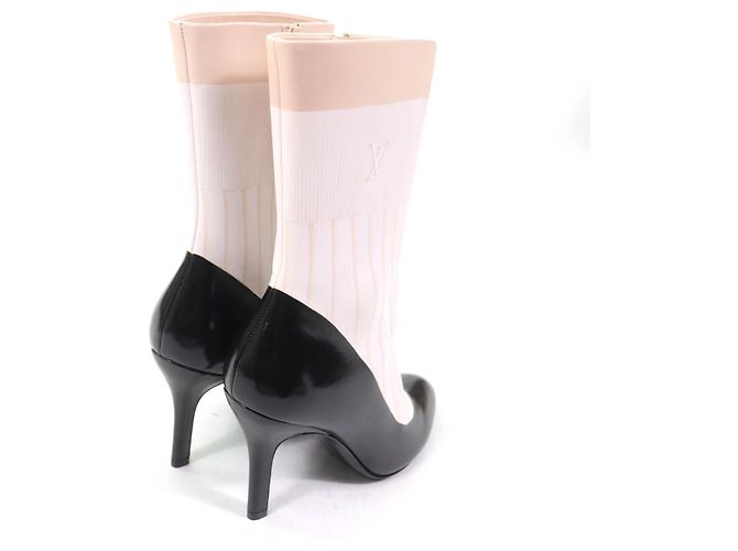 Leder-Ankle-Boots mit LV-Logo von Louis Vuitton Schwarz Weiß - Ansicht 2