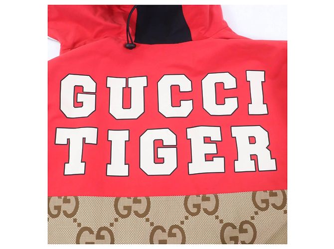 Abrigo de algodón con patrón GG Large TIGER de Gucci Roja - vista 7