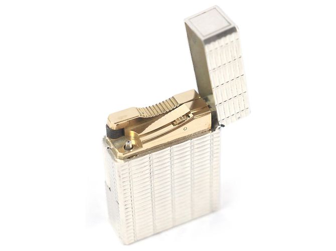 Autre Marque Briquet carré à motif rayé à ondes courtes Dupont Line 1 Argenté - vue 4