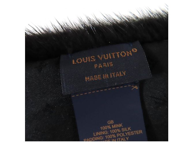 Sciarpa in visone con logo LV di Louis Vuitton Nero Bianco - vista 7