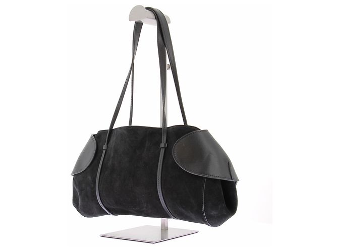 Autre Marque Borsa in pelle e camoscio nera Nero - vista 5