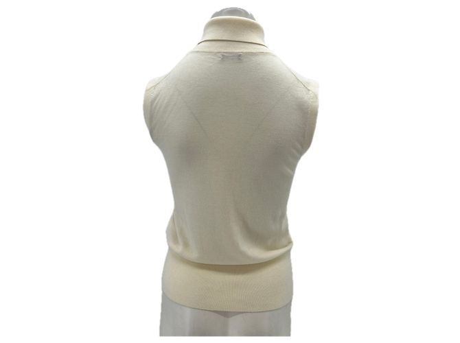 Autre Marque Col roulé beige sans manches en laine - view 2