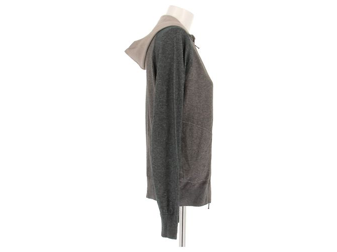 Loro Piana Pullover mit Reißverschluss aus Kaschmir und Seide Grau - Ansicht 3