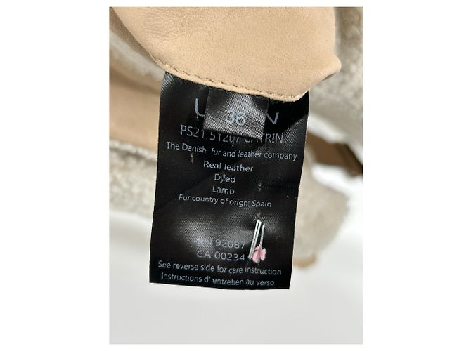 Autre Marque Trench coat de couro camurça e pele Bege - vista 6