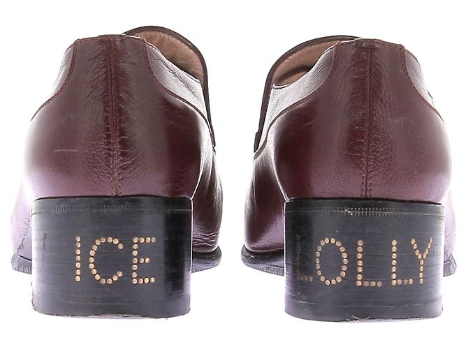 Mocassini Gucci bordeaux in pelle con catena dorata Bordò - vista 5