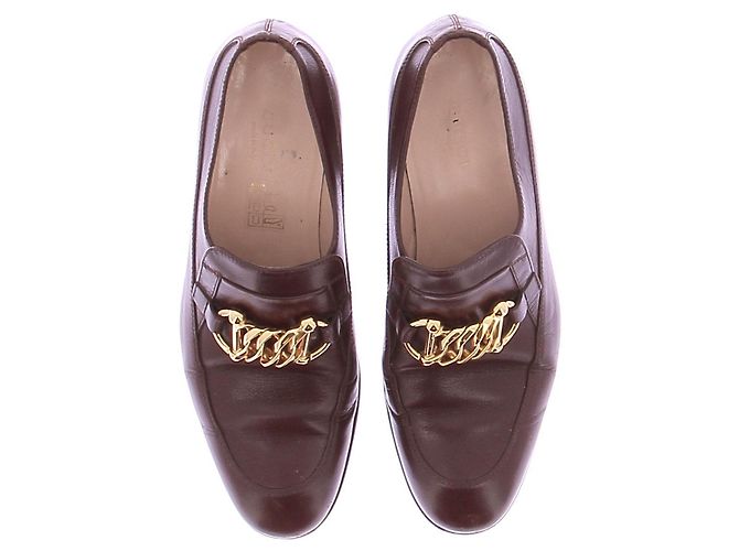 Mocassini Gucci bordeaux in pelle con catena dorata Bordò - vista 6