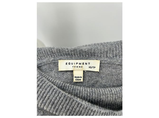 Equipment Suéter cinza de gola alta em cashmere - vista 5