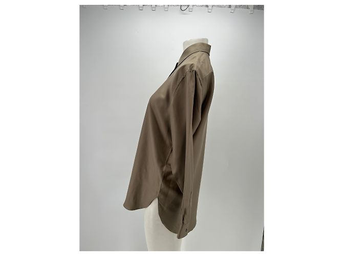Autre Marque Camisa de seda P.JOHNSON caqui - vista 4