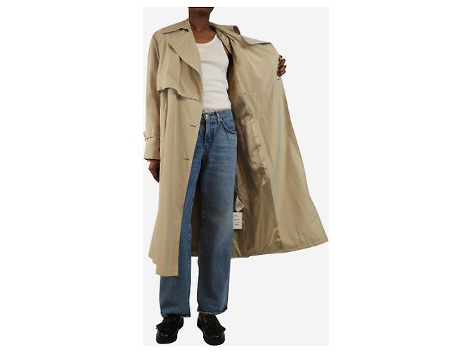 Acne Trench in nylon neutro con cintura - taglia UK 4 - vista 4