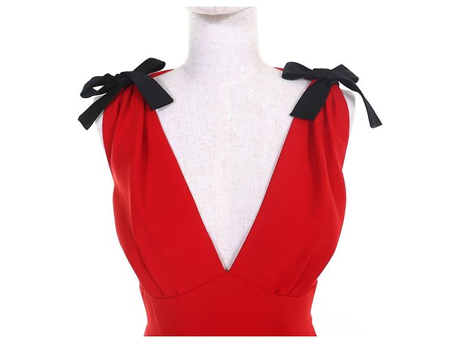 Miu Miu MIUMIU Cady Kleid Schwarz Rot - Ansicht 4