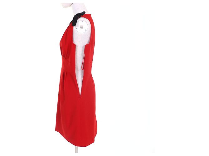 Miu Miu MIUMIU Cady Kleid Schwarz Rot - Ansicht 5