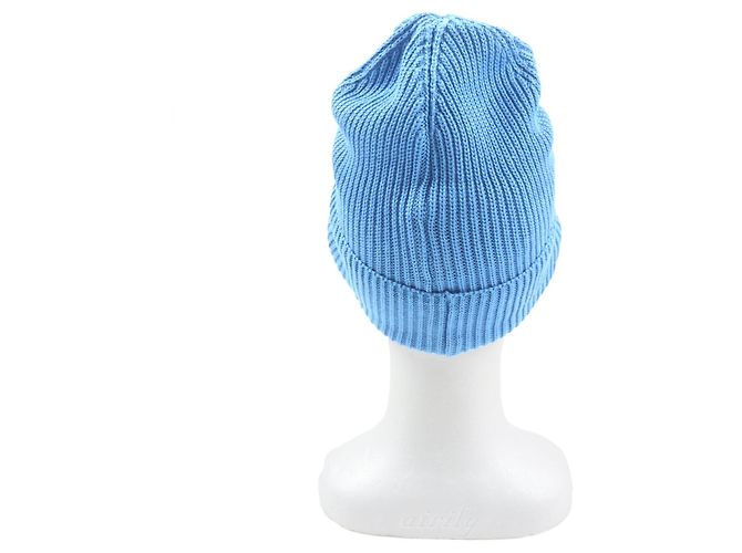 Moncler Strickmütze Baumwollstrickmütze Blau - Ansicht 4