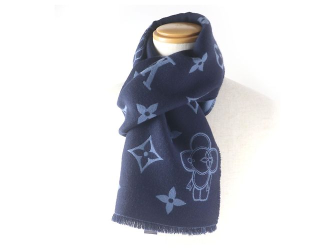 Sciarpa in lana Vivienne Monogram Louis Vuitton Blu Blu navy - vista 2