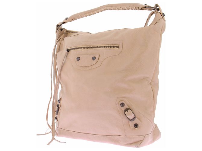 Borsa Balenciaga Day beige in pelle - vista 5