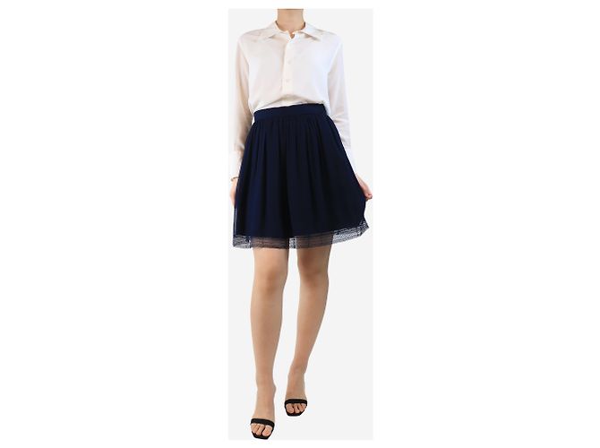 Dior Mini falda de chifón de seda azul - talla UK 12 - vista 2