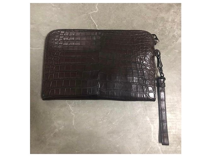 Clutch in coccodrillo marrone Bottega Veneta - vista 2