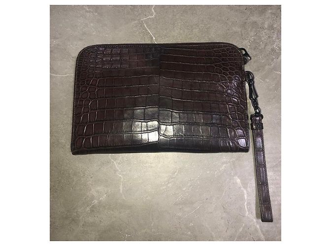 Clutch in coccodrillo marrone Bottega Veneta - vista 3
