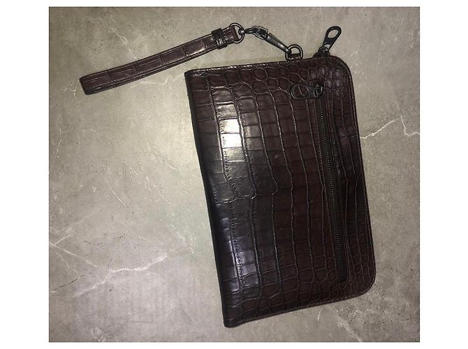 Clutch in coccodrillo marrone Bottega Veneta - vista 4