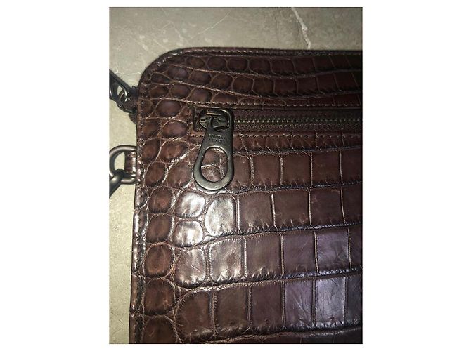 Clutch in coccodrillo marrone Bottega Veneta - vista 5