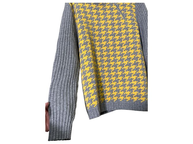 Mauro Grifoni Hahnentritt Pullover Grau Gelb Merinowolle Mehrfarben - Ansicht 3