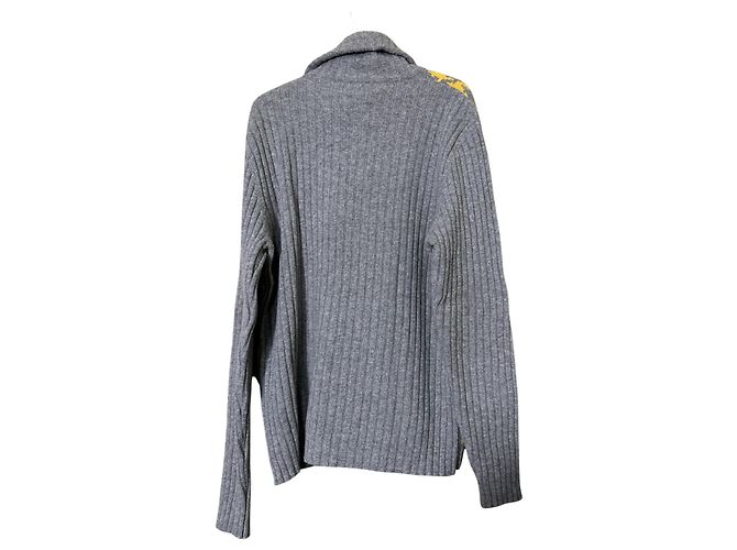 Mauro Grifoni Hahnentritt Pullover Grau Gelb Merinowolle Mehrfarben - Ansicht 4