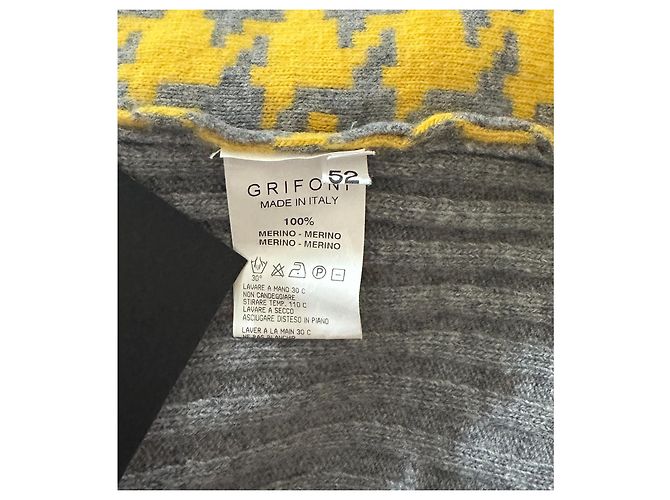 Mauro Grifoni Hahnentritt Pullover Grau Gelb Merinowolle Mehrfarben - Ansicht 6