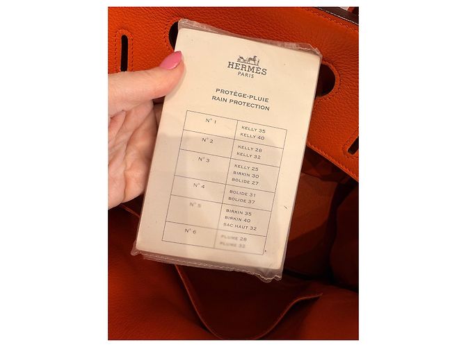 Hermès Birkin 35 in pelle Togo arancione - vista 10