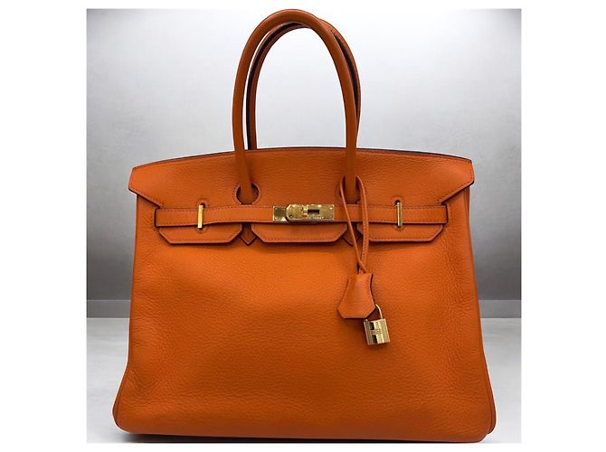 Hermès Birkin 35 in pelle Togo arancione - vista 15