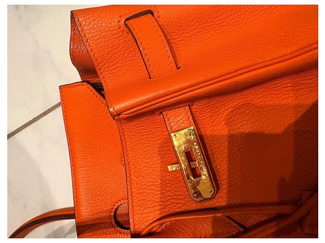 Hermès Birkin 35 in pelle Togo arancione - vista 16