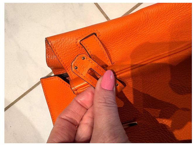 Hermès Birkin 35 in pelle Togo arancione - vista 17