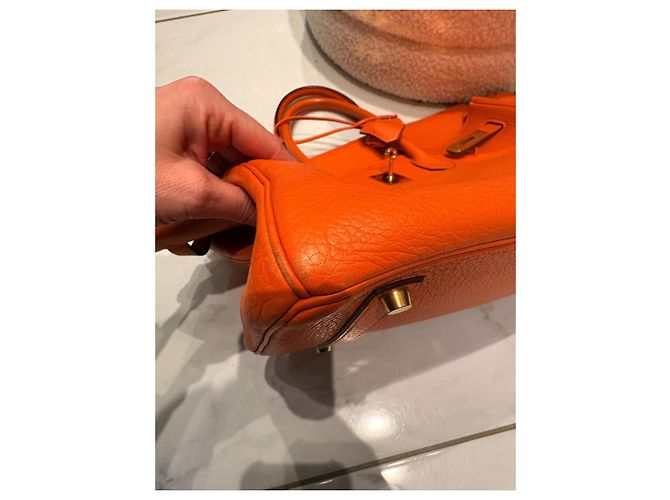 Hermès Birkin 35 in pelle Togo arancione - vista 18