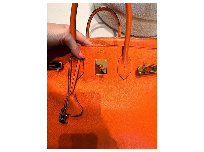 Hermès Birkin 35 in pelle Togo arancione - vista 19