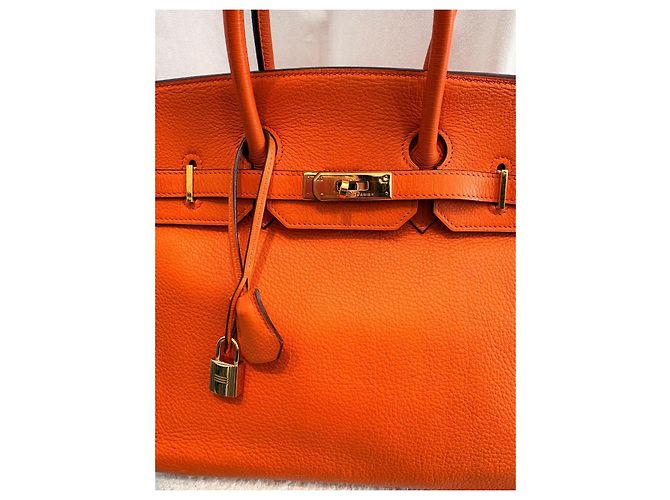 Hermès Birkin 35 in pelle Togo arancione - vista 2