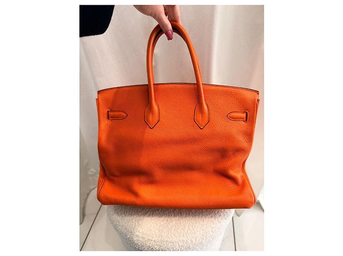 Hermès Birkin 35 in pelle Togo arancione - vista 3
