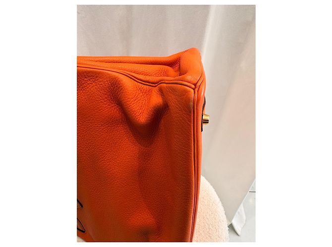 Hermès Birkin 35 in pelle Togo arancione - vista 4