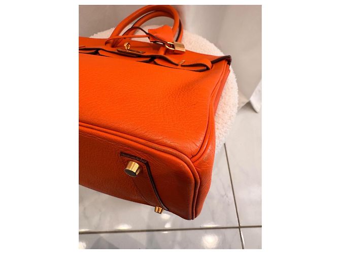 Hermès Birkin 35 in pelle Togo arancione - vista 6