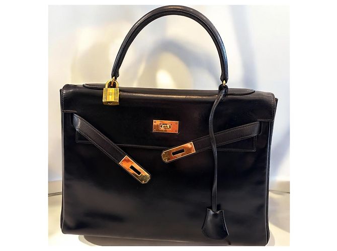 Borsa Hermès Kelly 32 in pelle box nera Nero - vista 9