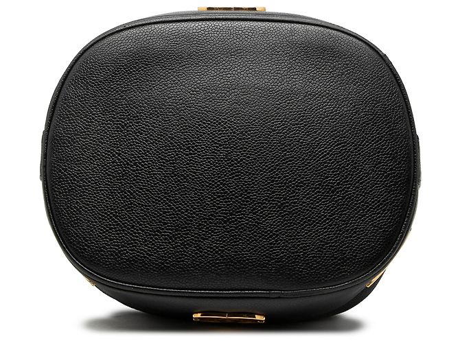 Borsa a secchiello con coulisse in caviar nero Triple CC di Chanel - vista 3