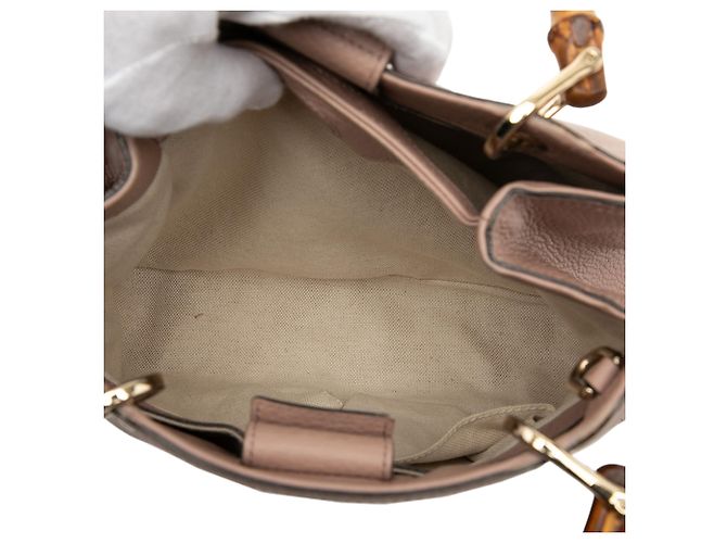Bamboo Borsa shopper piccola in pelle di vitello marrone Gucci con bambù Carne - vista 4