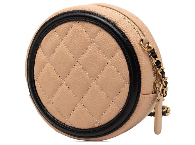 Chanel Caviar Beige CC Filigrana Borsa a Spalla Rotonda - vista 2
