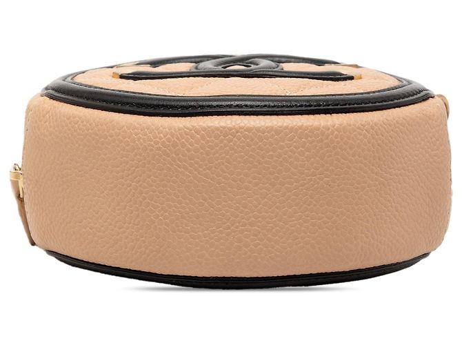 Chanel Caviar Beige CC Filigrana Borsa a Spalla Rotonda - vista 3