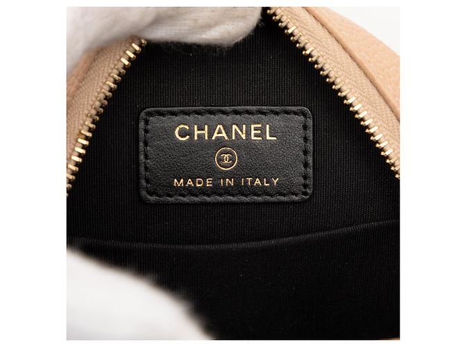 Chanel Caviar Beige CC Filigrana Borsa a Spalla Rotonda - vista 5