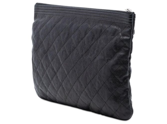 Clutch Chanel Boy O in Caviar Nero Medio Trapuntato - vista 2