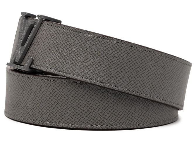 Cintura Initiales Taiga Grigia Louis Vuitton Marrone - vista 2