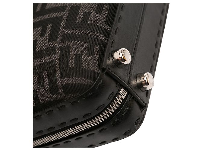 Borsa da viaggio mini Zucca in tela nera Fendi Nero - vista 7