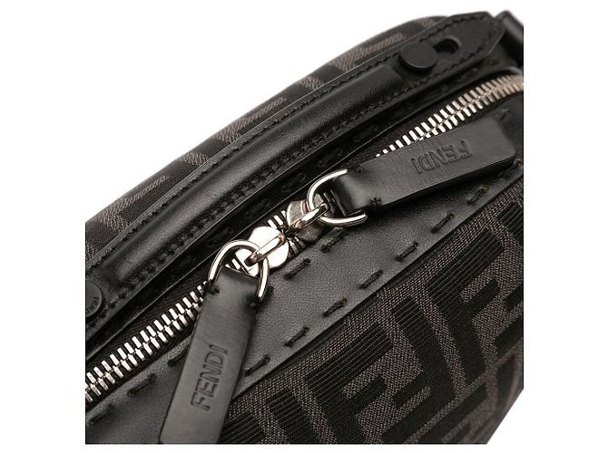 Borsa da viaggio mini Zucca in tela nera Fendi Nero - vista 9
