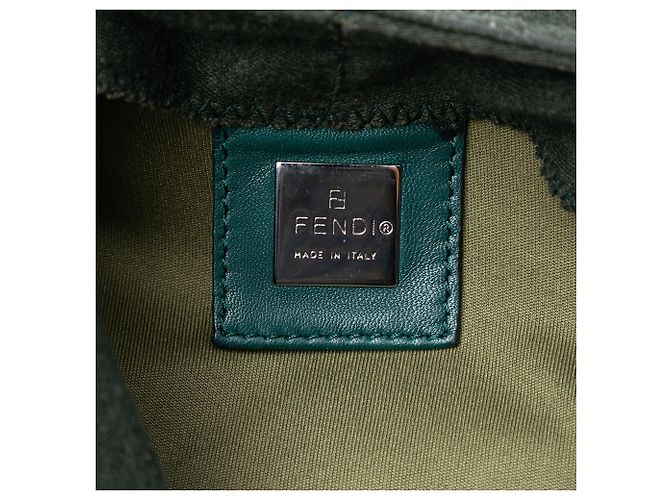 Borsa a spalla in cotone verde Fendi - vista 5