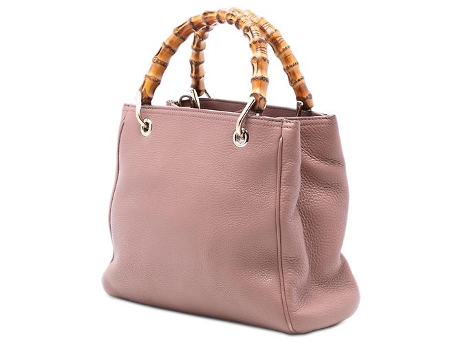 Bamboo Borsa shopper piccola in pelle di vitello rosa Gucci con bambù - vista 2